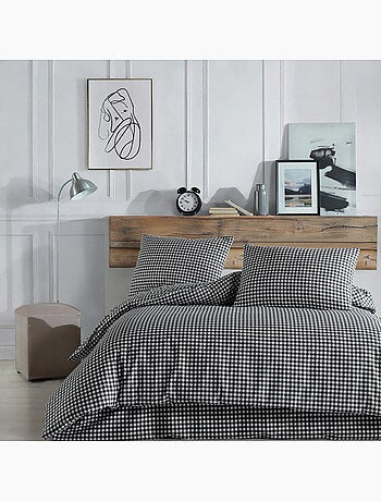 Juego de funda de edredón +funda de almohada 100% algodón "Vichy noir