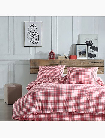 Juego de funda de edredón +funda de almohada 100% algodón "Vichy rose