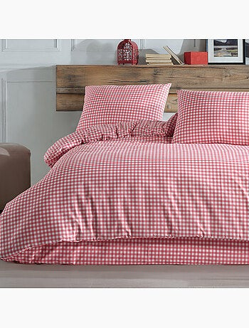 Juego de funda de edredón +funda de almohada 100% algodón "Vichy rose