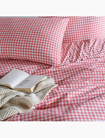 Juego de funda de edredón +funda de almohada 100% algodón "Vichy rose