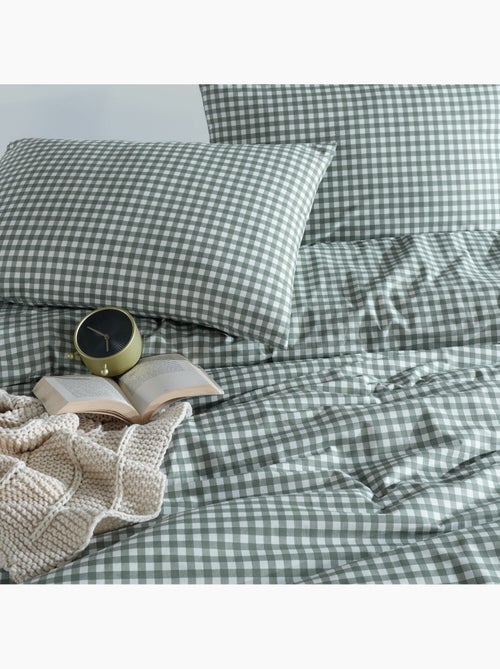 Juego de funda de edredón +funda de almohada 100% algodón "Vichy vert" - Kiabi