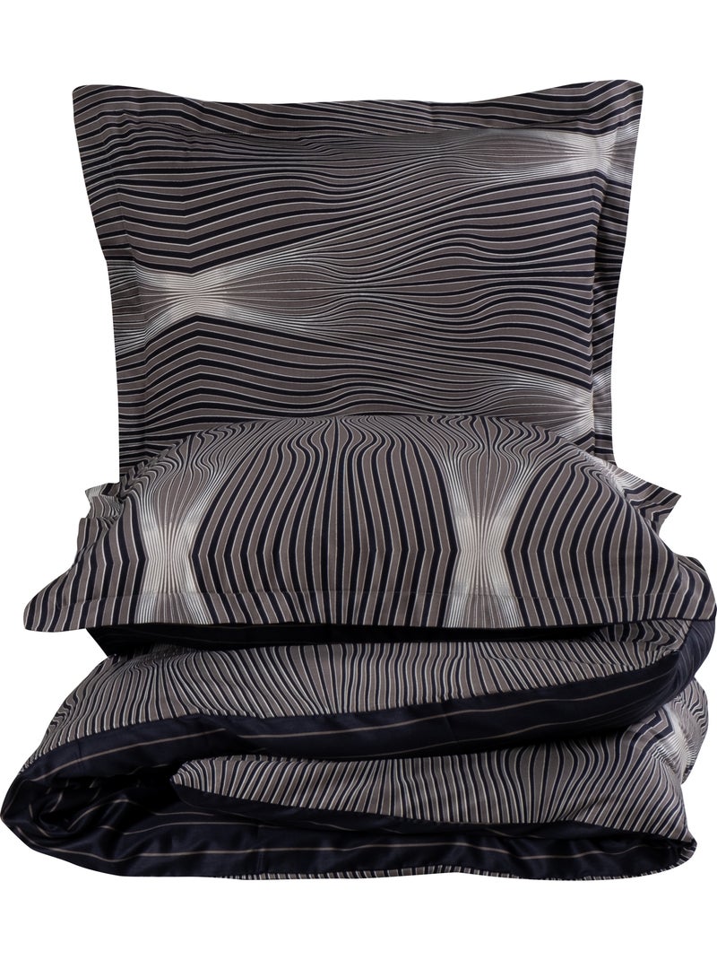 Juego de funda de edredón + funda de almohada satén de algodón "Bistro" Negro - Kiabi