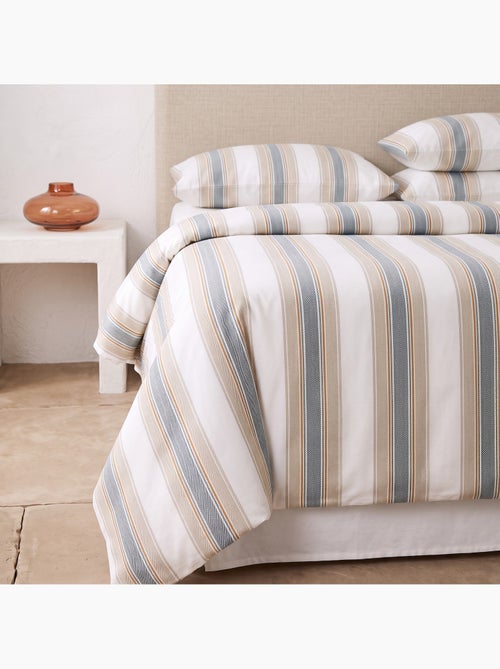 Juego de funda nórdica 100% algodón con funda/s de almohada, raya ancha - gamusi. - Kiabi Juego de funda nórdica 100% algodón con funda/s de almohada, raya ancha - gamusi. - Kiabi