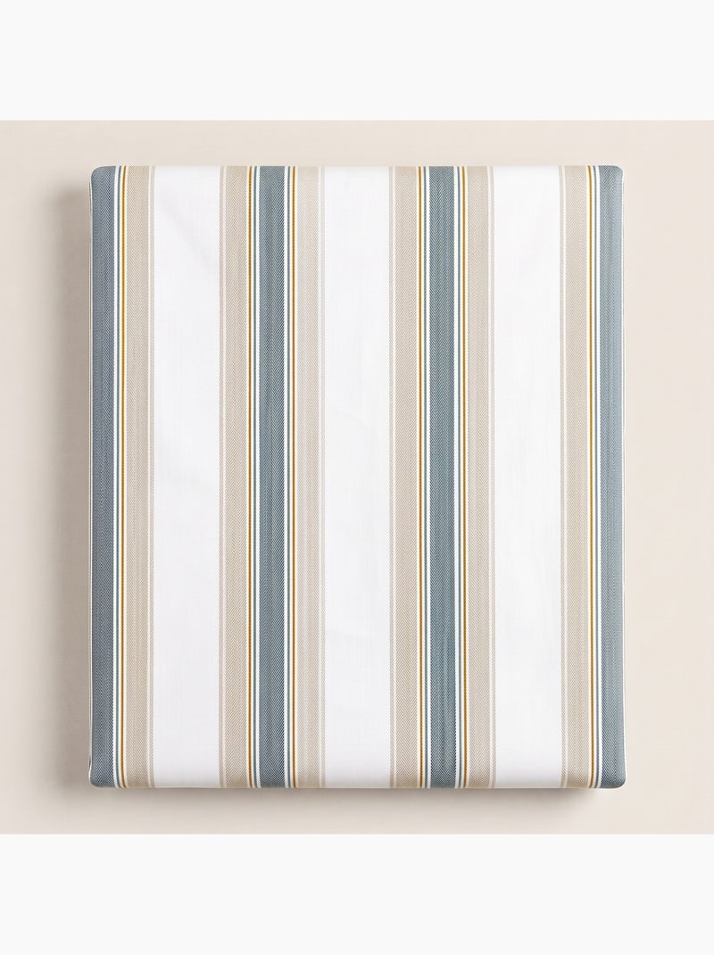 Juego de funda nórdica 100% algodón con funda/s de almohada, raya ancha - gamusi. Beige - Kiabi