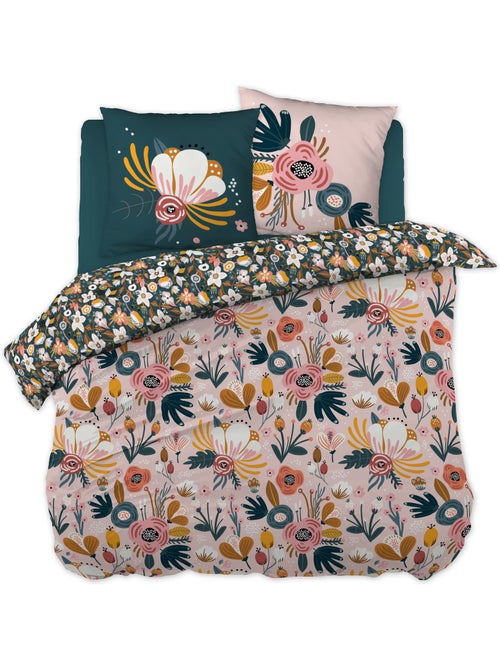 Juego de funda nórdica reversible - 100% algodón 57 hilos + 2 fundas de almohada -campestre - Kiabi Juego de funda nórdica reversible - 100% algodón 57 hilos + 2 fundas de almohada -campestre - Kiabi