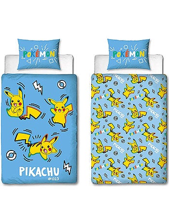 Juego de funda nórdica reversible pokémon pikachu 140 x 200 cm – 63 x 63 cm