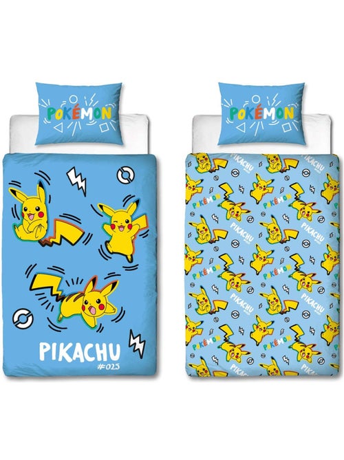 Juego de funda nórdica reversible pokémon pikachu 140 x 200 cm – 63 x 63 cm - Kiabi Juego de funda nórdica reversible pokémon pikachu 140 x 200 cm – 63 x 63 cm - Kiabi
