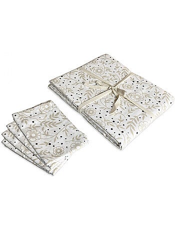 Juego de mantel rectangular de algodón estampado floral VERONE – Future Home