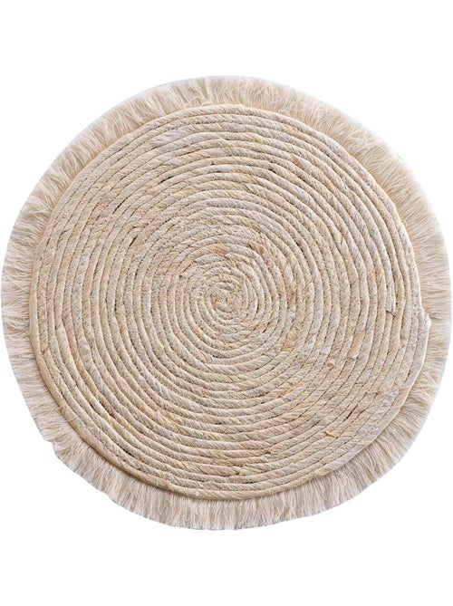 Juego de mesa de lino, paja de maíz y flecos - Kiabi
