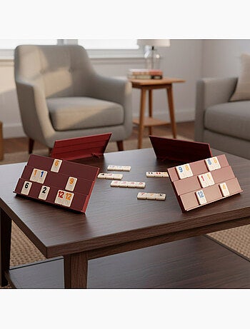 Juego de mesa rummy clásico con fichas y soportes para 2 a 4 jugadores cb games