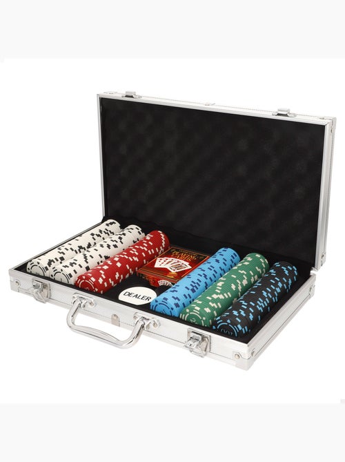 Juego de póker 300 fichas caja aluminio + 18 años colorbaby - Kiabi