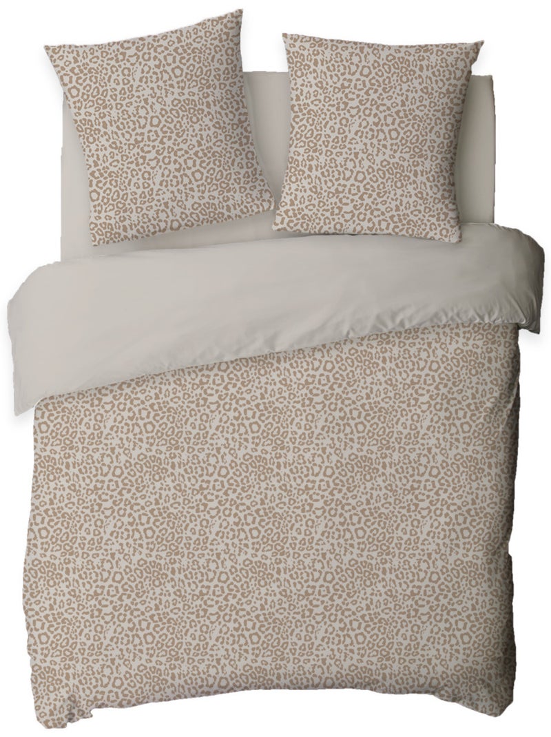 Juego de ropa de cama de algodón con estampado de leopardo Beige - Kiabi
