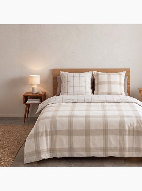 Juego de ropa de cama de franela a cuadros reversible para cama doble - Kiabi Juego de ropa de cama de franela a cuadros reversible para cama doble - Kiabi