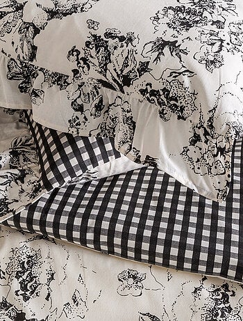 Juego de ropa de cama doble de algodón con estampado color crudo