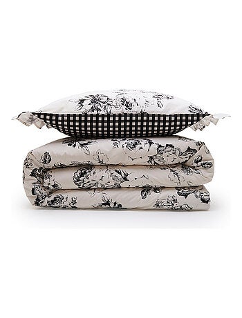 Juego de ropa de cama doble de algodón con estampado color crudo