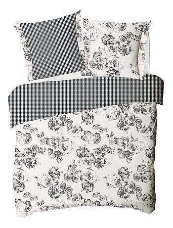 Juego de ropa de cama doble de algodón con estampado color crudo