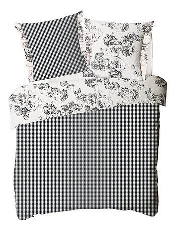 Juego de ropa de cama doble de algodón con estampado color crudo