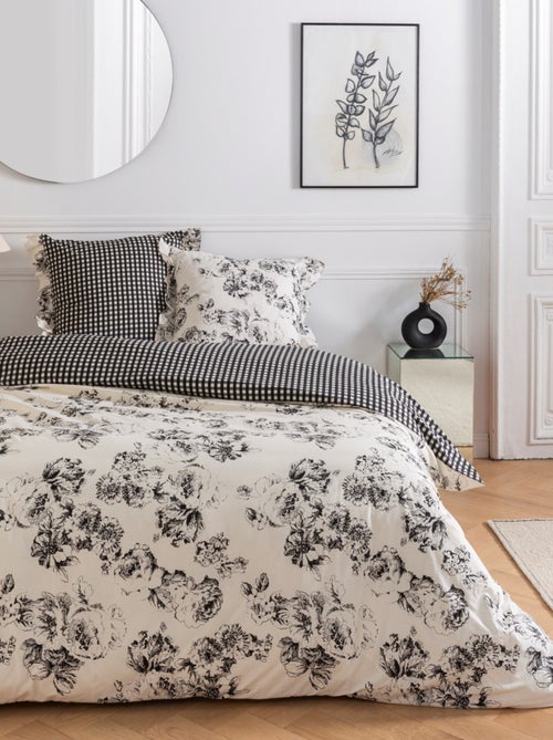 Juego de ropa de cama doble de algodón con estampado color crudo - Kiabi Juego de ropa de cama doble de algodón con estampado color crudo - Kiabi