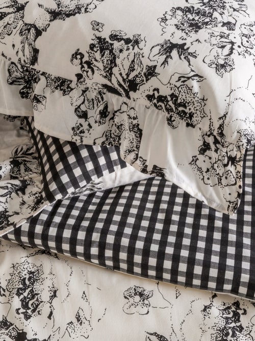 Juego de ropa de cama doble de algodón con estampado color crudo - Kiabi Juego de ropa de cama doble de algodón con estampado color crudo - Kiabi