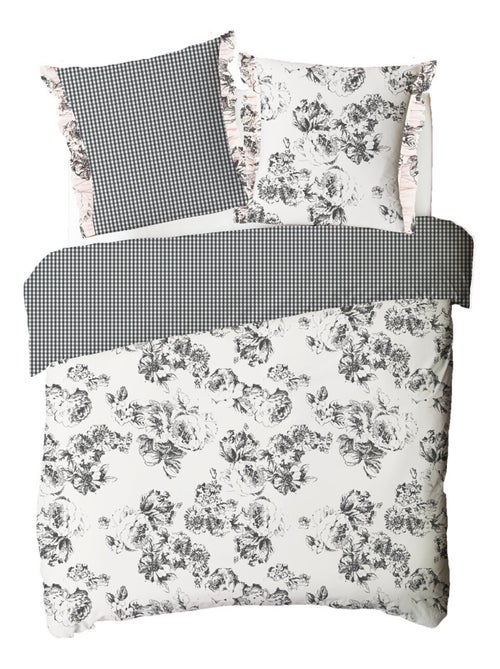 Juego de ropa de cama doble de algodón con estampado color crudo - Kiabi Juego de ropa de cama doble de algodón con estampado color crudo - Kiabi