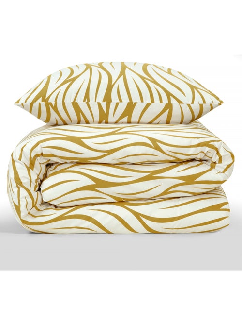 Juego de ropa de cama doble de microfibra con estampado de hojas. - Kiabi