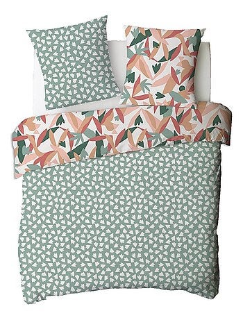 Juego de ropa de cama doble reversible con estampado abstracto.