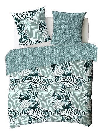 Juego de ropa de cama doble reversible con estampado de follaje