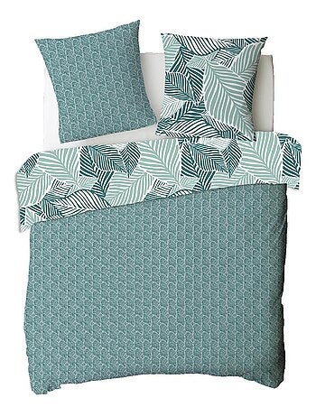 Juego de ropa de cama doble reversible con estampado de follaje