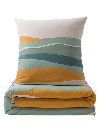 Juego de ropa de cama doble reversible con estampado de paisaje