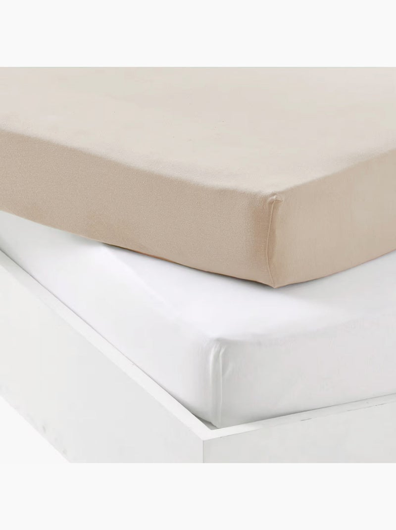 Juego de sábana bajera impermeable y sábana bajera de algodón Beige - Kiabi