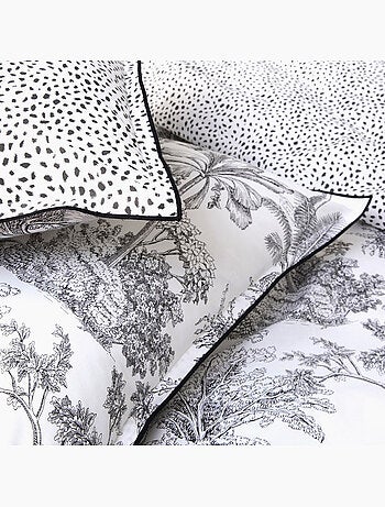 Juego de sábanas 1 plaza "FAUVE" algodón estampado jungla reversible 140 x 200 - Future Home