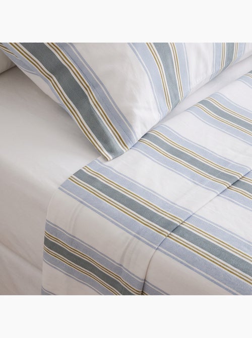 Juego de sábanas 100% algodón con funda/s de almohada raya ancha - gamusi. - Kiabi Juego de sábanas 100% algodón con funda/s de almohada raya ancha - gamusi. - Kiabi