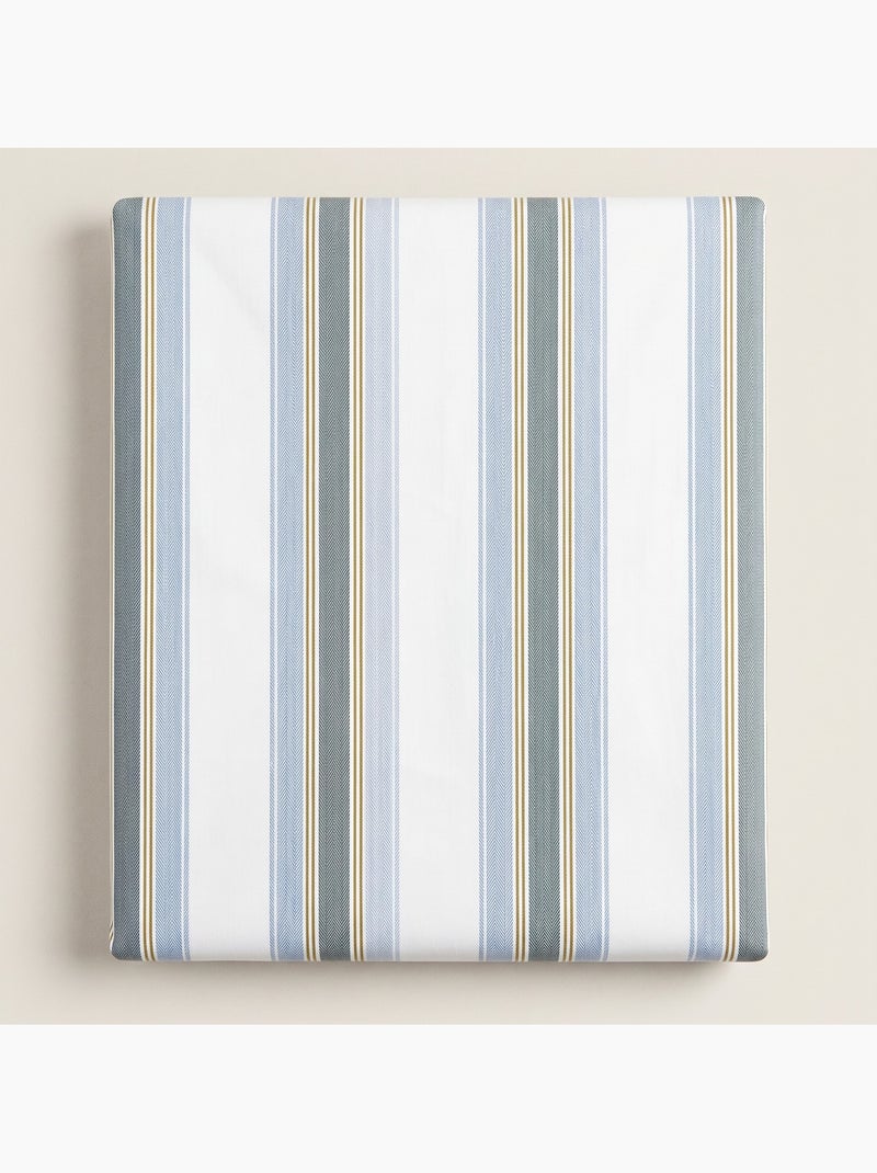 Juego de sábanas 100% algodón con funda/s de almohada raya ancha - gamusi. Azul - Kiabi