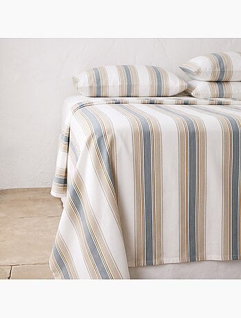 Juego de sábanas 100% algodón con funda/s de almohada raya ancha - gamusi.