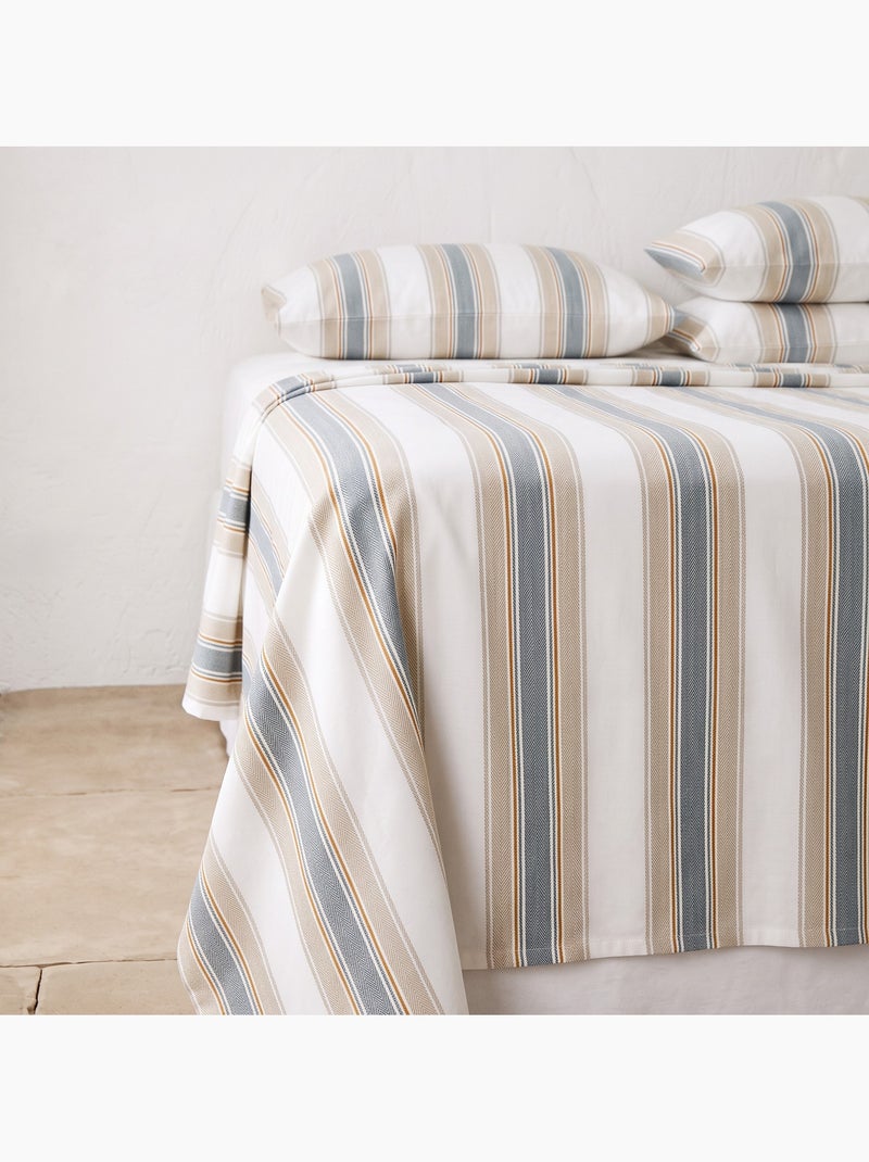 Juego de sábanas 100% algodón con funda/s de almohada raya ancha - gamusi. Beige - Kiabi