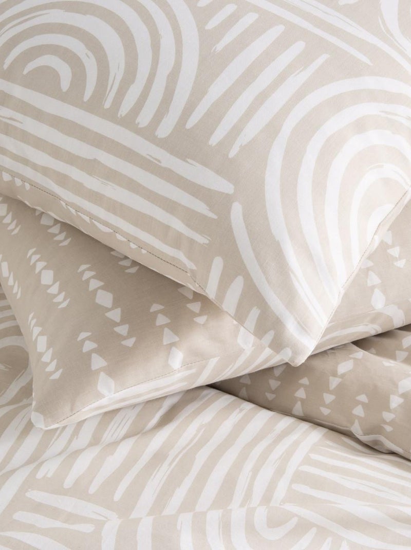 Juego de sábanas 100% algodón reversible con motivos arcos geométricos 240x220 cm Beige - Kiabi