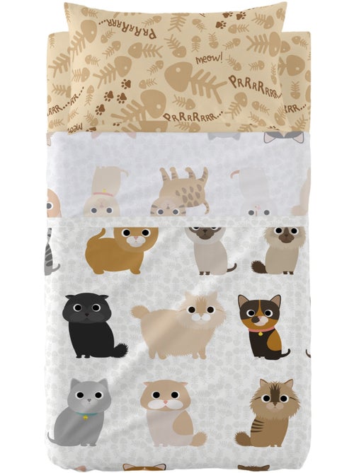 Juego de sábanas 2 piezas Cats "Happyfriday" - Kiabi