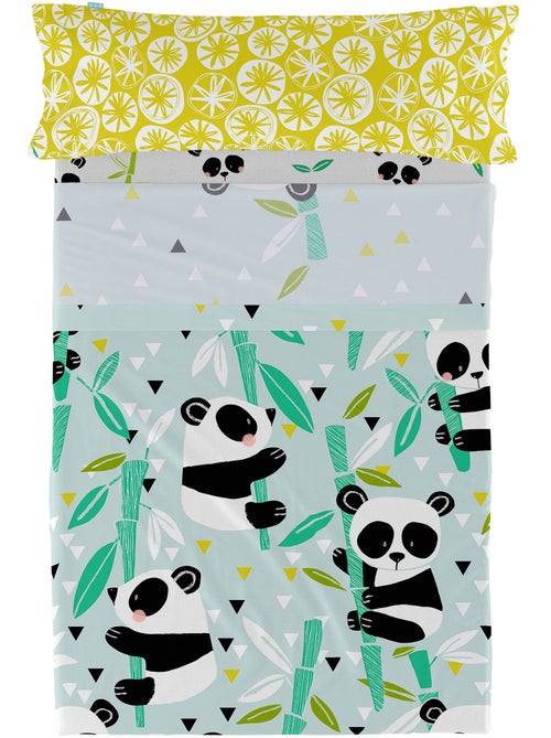 Juego de sábanas 2 piezas Panda garden blue "Happyfriday" - Kiabi
