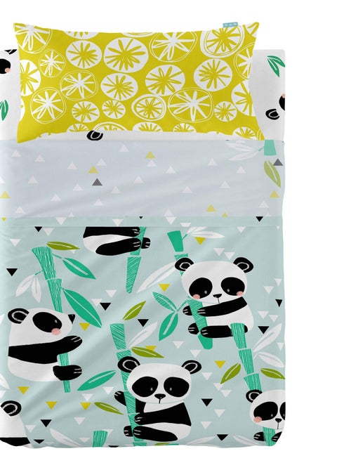 Juego de sábanas 2 piezas Panda garden blue "Happyfriday" - Kiabi
