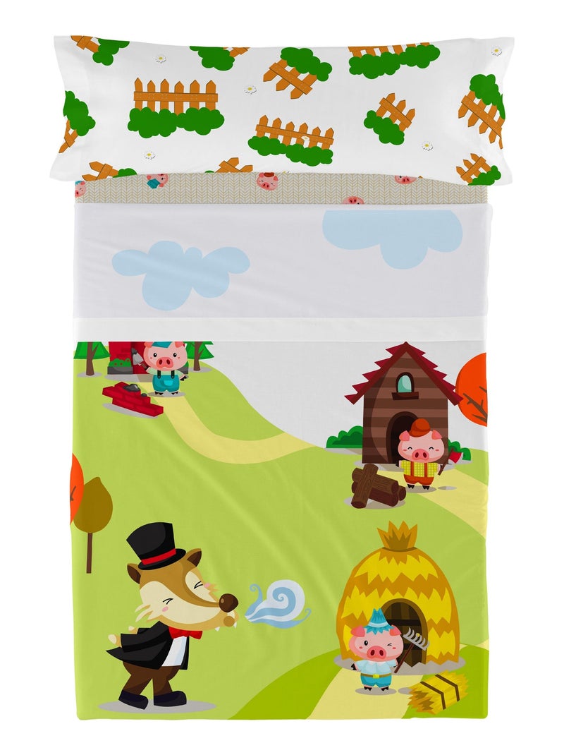 Juego de sábanas 2 piezas Piggys "Happyfriday" Blanco - Kiabi