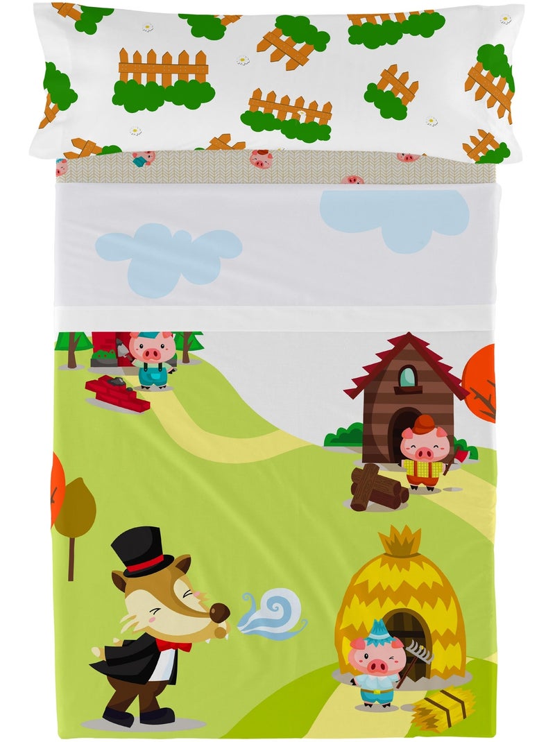 Juego de sábanas 2 piezas Piggys "Happyfriday" Multicolor - Kiabi
