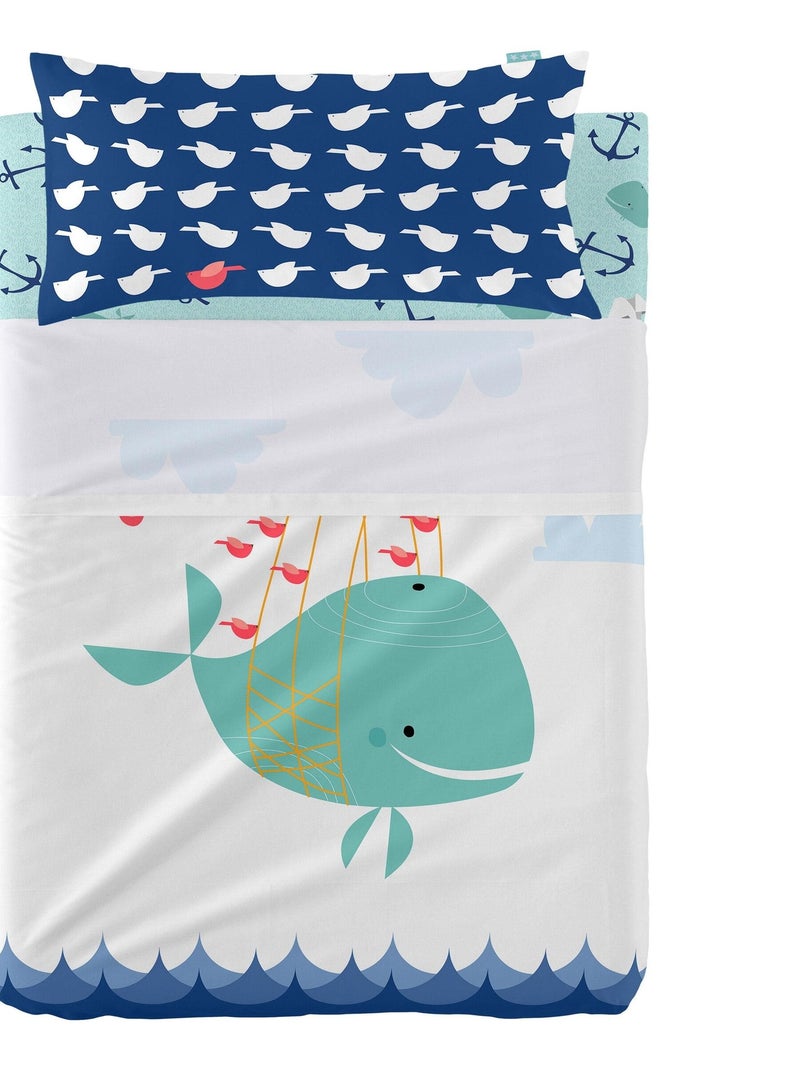 Juego de sábanas 2 piezas Whale "Happyfriday" Multicolor - Kiabi
