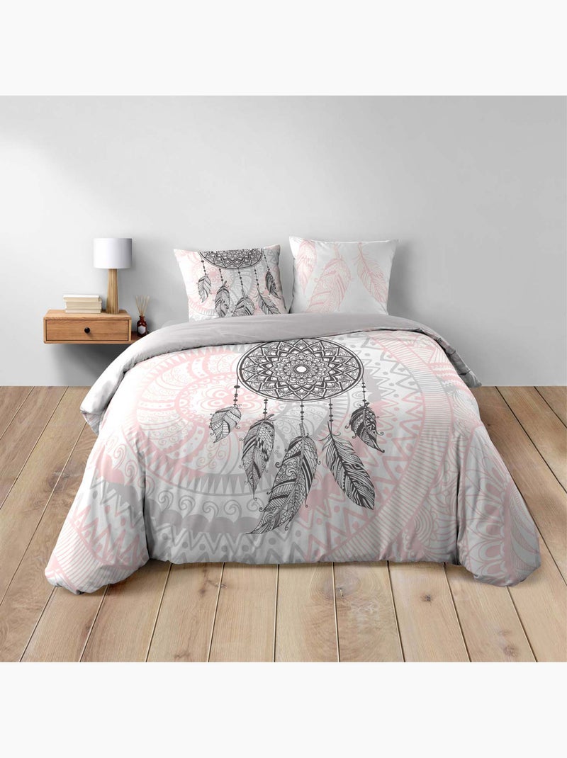 Juego de sábanas 3 piezas atrapasueños de algodón + fundas de almohada Rosa - Kiabi