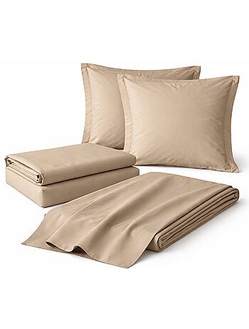 Juego de sábanas 4 piezas algodón 57 hilos – sábana bajera, sábana encimera y 2 fundas de almohada