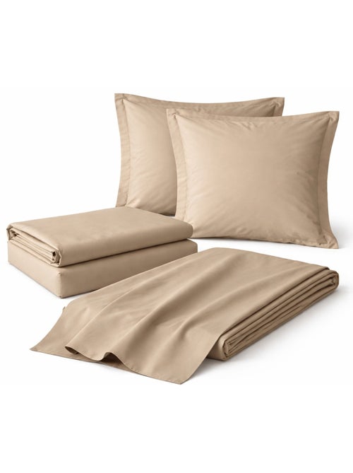 Juego de sábanas 4 piezas algodón 57 hilos – sábana bajera, sábana encimera y 2 fundas de almohada - Kiabi Juego de sábanas 4 piezas algodón 57 hilos – sábana bajera, sábana encimera y 2 fundas de almohada - Kiabi