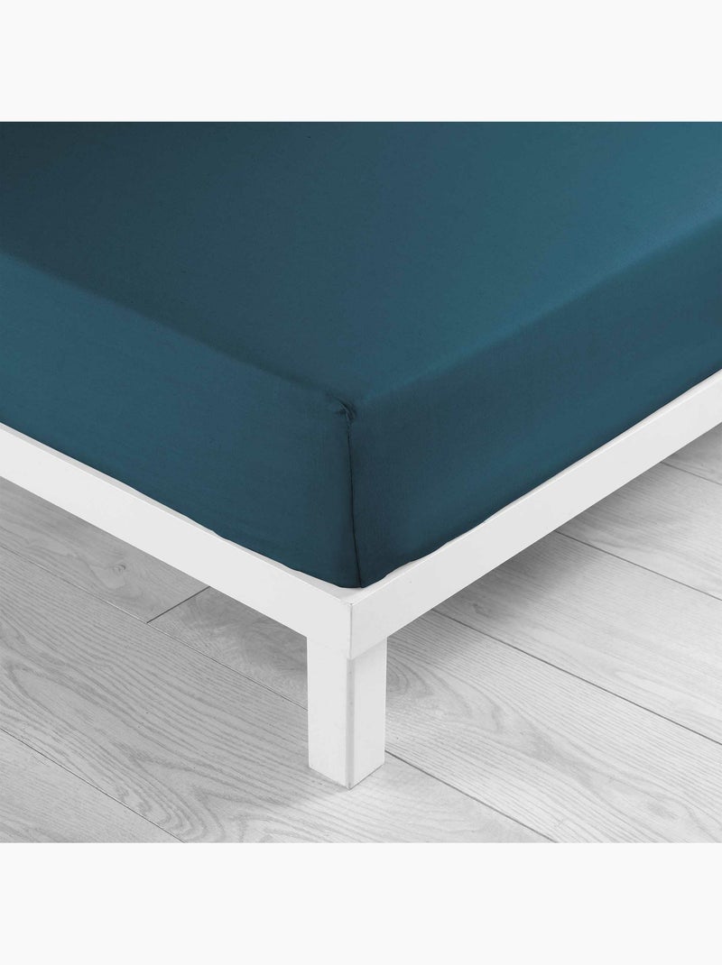 Juego de sábanas 4 piezas algodón 57 hilos – sábana bajera, sábana encimera y 2 fundas de almohada Azul - Kiabi