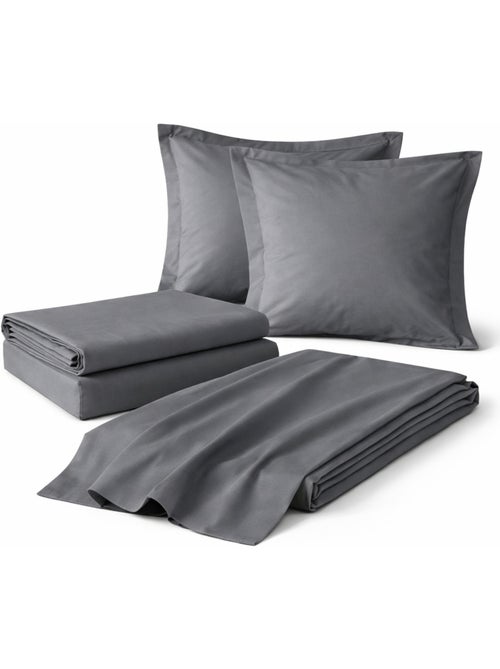 Juego de sábanas 4 piezas algodón 57 hilos – sábana bajera, sábana encimera y 2 fundas de almohada - Kiabi Juego de sábanas 4 piezas algodón 57 hilos – sábana bajera, sábana encimera y 2 fundas de almohada - Kiabi