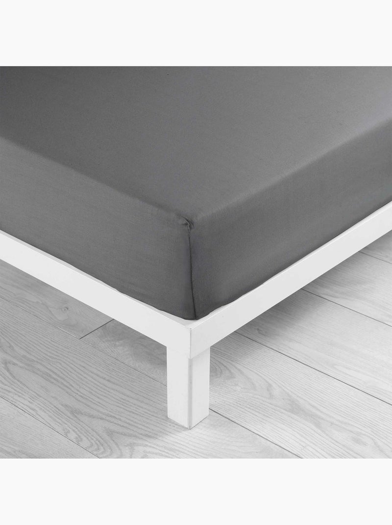Juego de sábanas 4 piezas algodón 57 hilos – sábana bajera, sábana encimera y 2 fundas de almohada Gris antracita - Kiabi