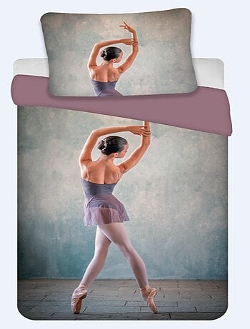 Juego de sabanas Bailarina, 100% Algodón Oeko-Tex, Estampado Reversible, Cama 1 plaza