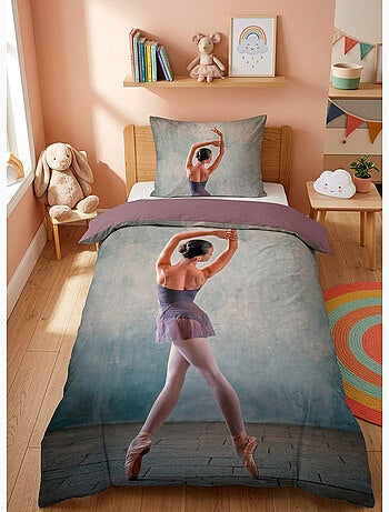 Juego de sabanas Bailarina, 100% Algodón Oeko-Tex, Estampado Reversible, Cama 1 plaza
